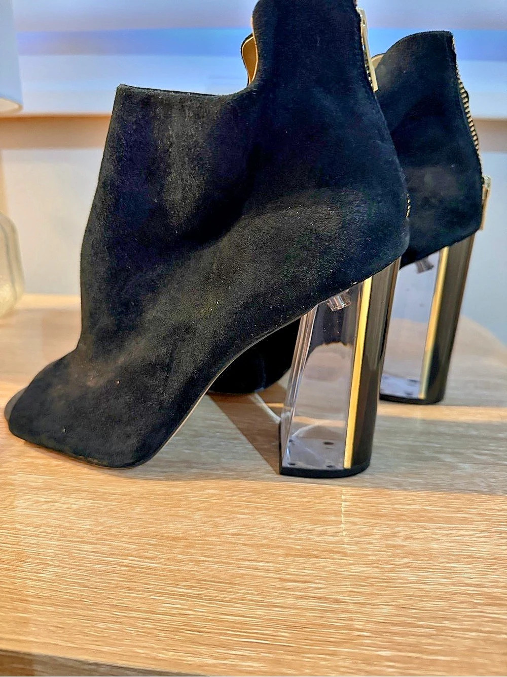 Calvin Klein LULAH Black Open-Toe Heeled Booties US 7.5